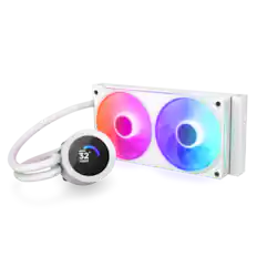 Next to a 32 Liquid, there is a white box with two fans on it.