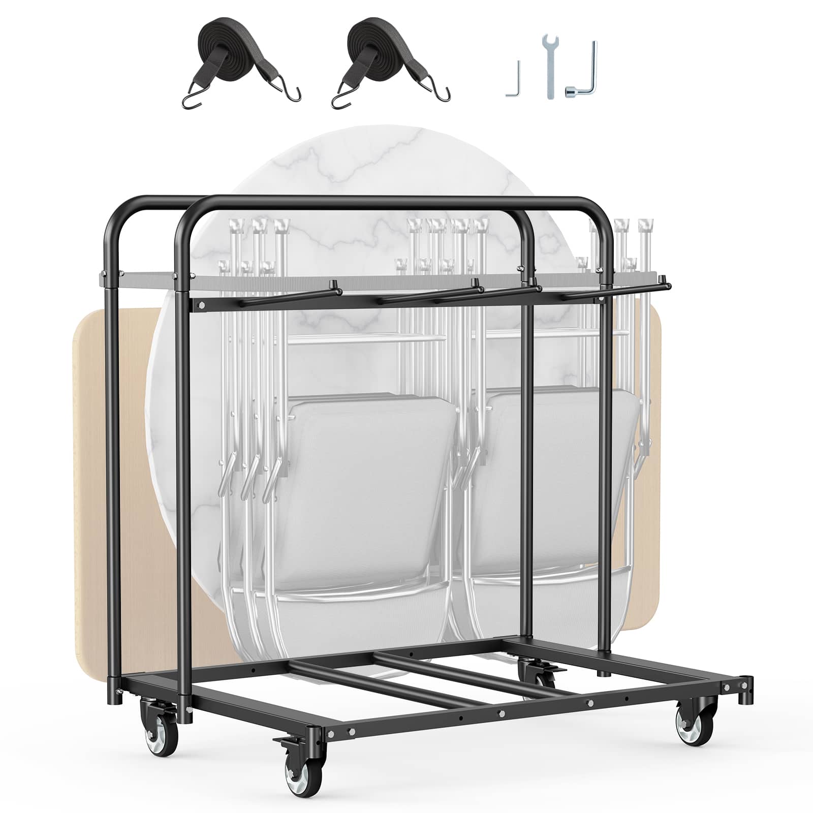 VEVOR - Folding Chair Rack, 400 LBS Capacity, Heavy-duty Chair Cart for 5 Tables+14 Chairs, Chair Storage Dolly Chair Holder - Black price history on PriceWatchPro