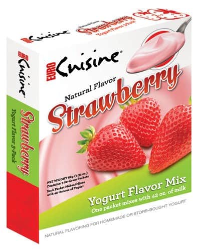 Front Standard. Euro Cuisine - Natural Flavor Strawberry Yogurt Mix Packets (9-Pack).