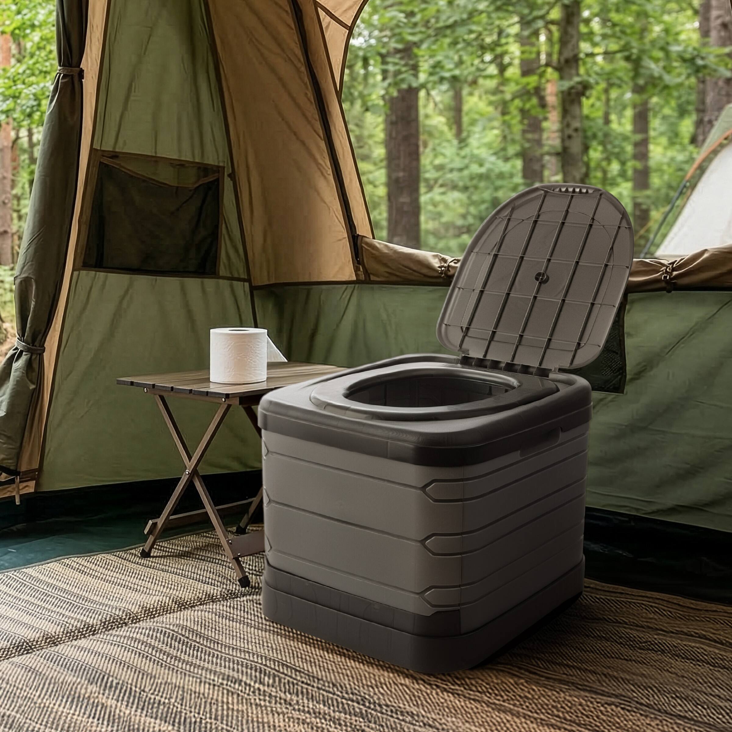Alt View 6. Wakeman Outdoors - Large Portable Toilet for Adults 400lb Capacity Portable Camping Toilet for Adults with Lid Folding Travel Potty for Car - Black.