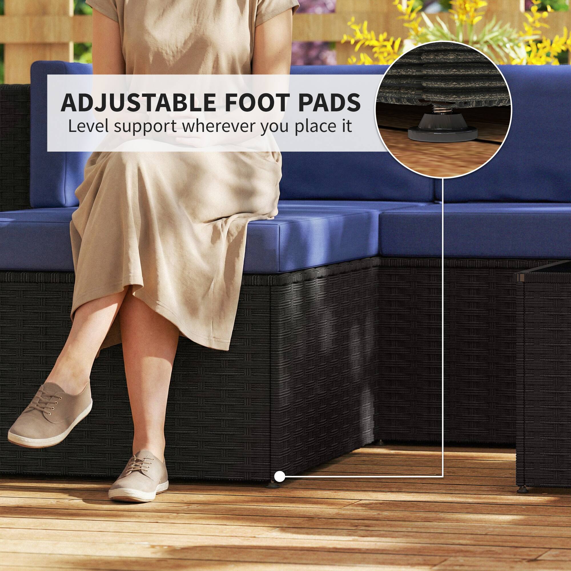 ADJUSTABLE FOOT PADS  
Level support wherever you place it