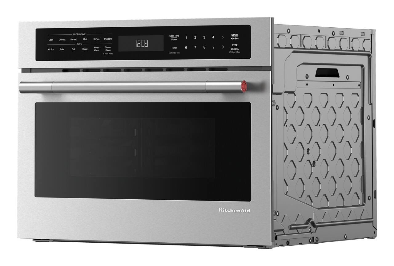 Coo & Ar-Pry Defrost Reheat MICROWAVE Melt Soften Popcorn Steam OVEN Bake Grill Roast Keep Warm Air Fry Sleam Clean

12:03 Cook Time Power Timer OmriSe 1 2 3 4 5 6 7 8 9 0 START +30 Sec STOP CANCEL 3 Ses

KitchenAid