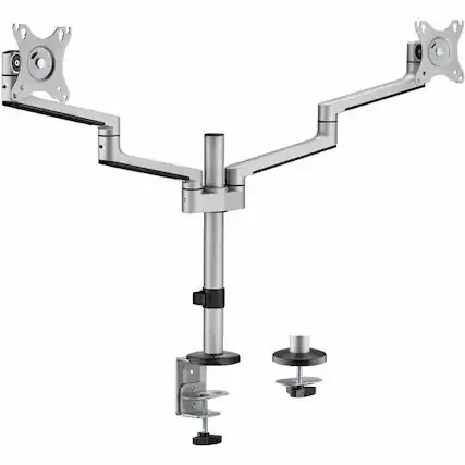 Front. Rocstor - Rocstor Mounting Arm for LED Display, Monitor - Aluminum Silver - Landscape/Portrait - 2 Display(s) Supported - 32" - Aluminum Silver.
