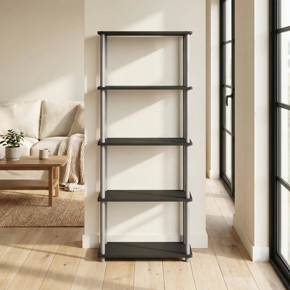 Left. FurniFact - Wooden bookcase with modern design - Black/Grey.