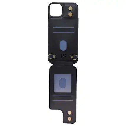 Front. Mybat Pro - Mybat Pro Clutch Series Crossbody Wallet Case for Apple iPhone 15 Plus - Black - Black.