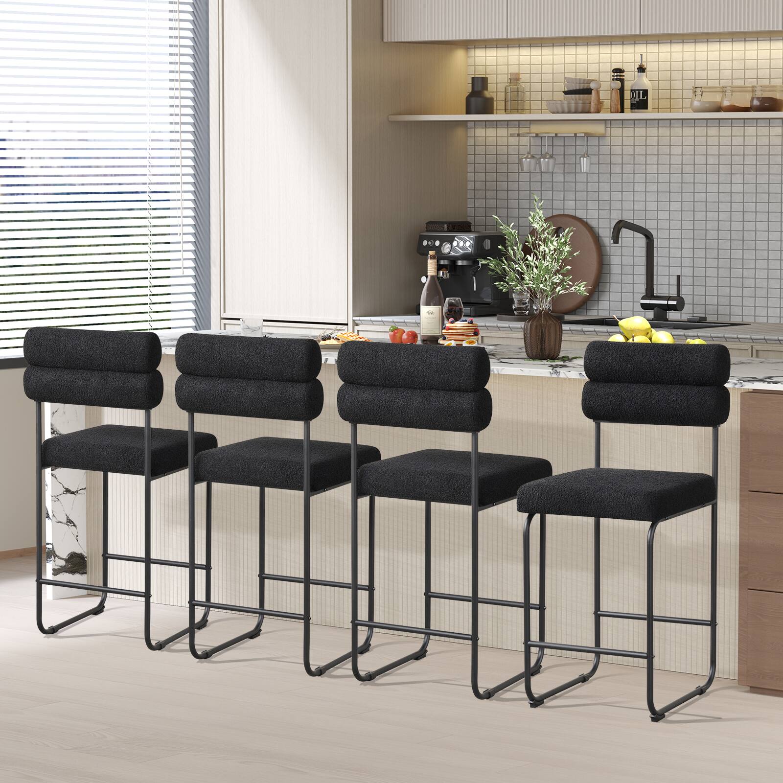 Alt View 8. Gymax - Gymax Set of 2 Counter Height Bar Stools 26'' Counter Stools w/ Metal Frame & Footrest Black - Black.