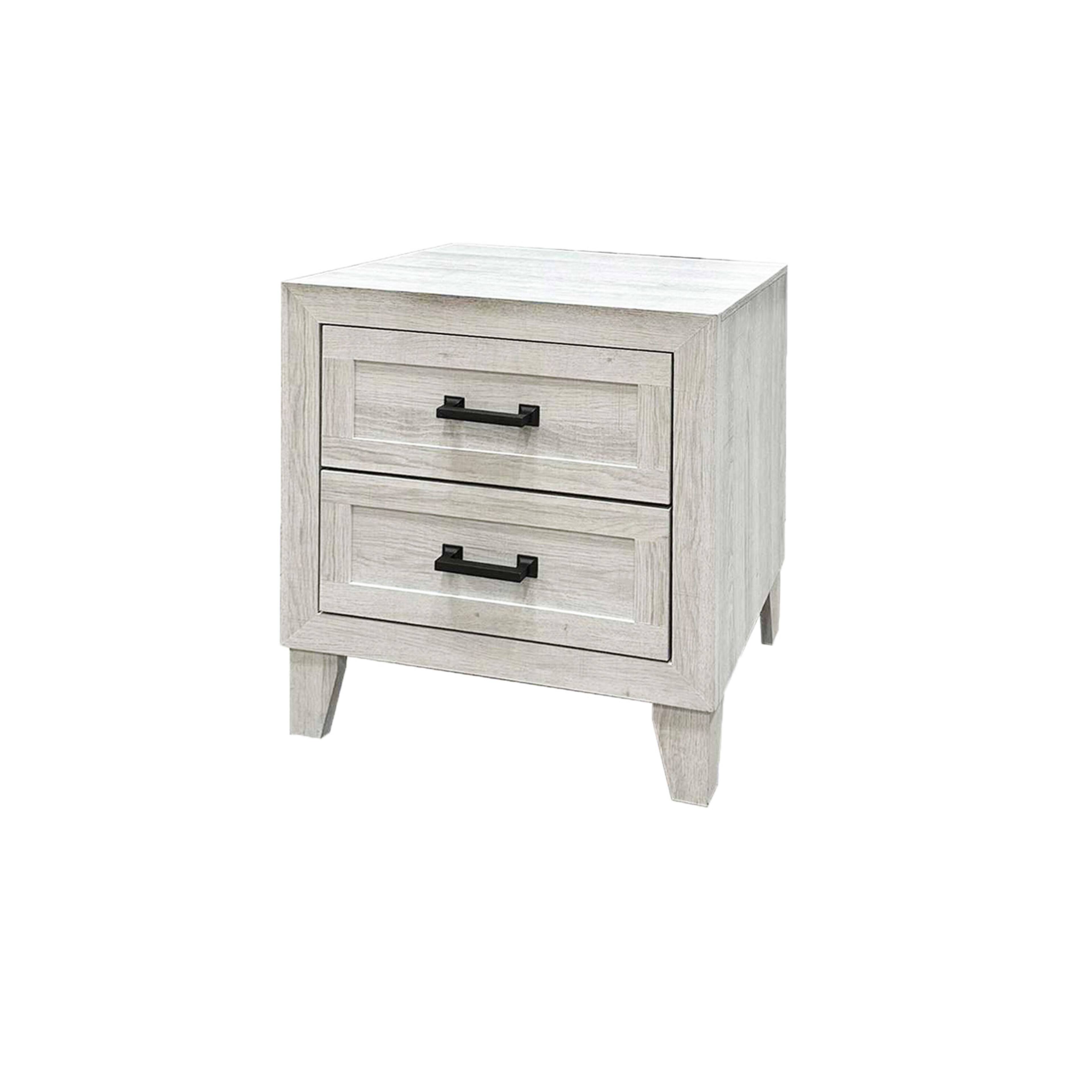 Left. Vaczon - Wood Bedside Table with Drawers – Easy-Pull Drawers and Durable Build for Modern Bedroom Storage - White Wash.