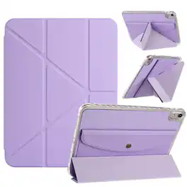 Dteck - for Apple iPad (A16) 11" 2025 & iPad 10th Gen 2022 Y-Fold Tablet Case,Shockproof Cover with Wallet Pockets & Pen Holder - Purple