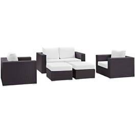Modway - Convene 5-Piece Outdoor Patio Sectional Sofa Set - Espresso White