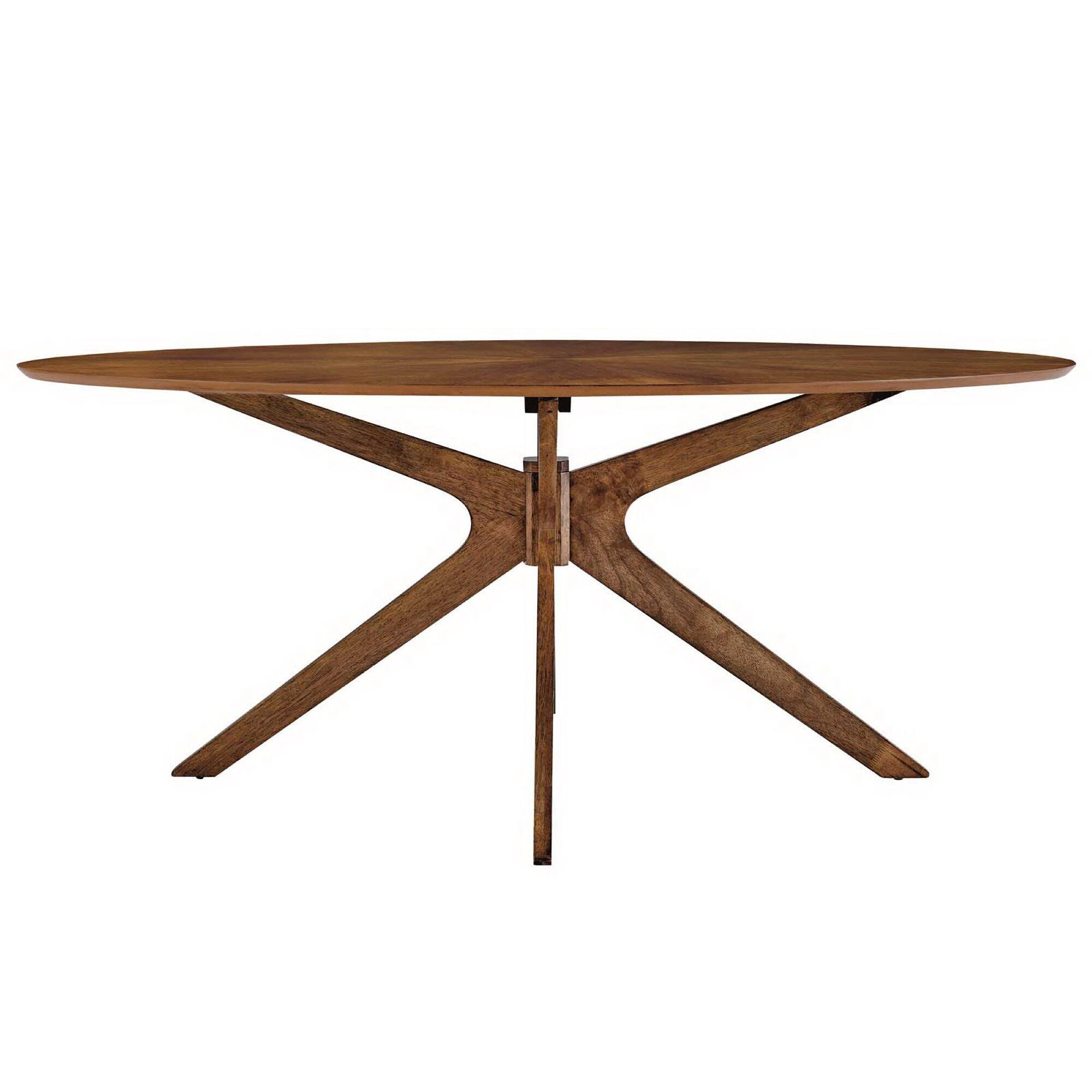Angle. Modway - Crossroads 71" Oval Wood Dining Table - Brown.