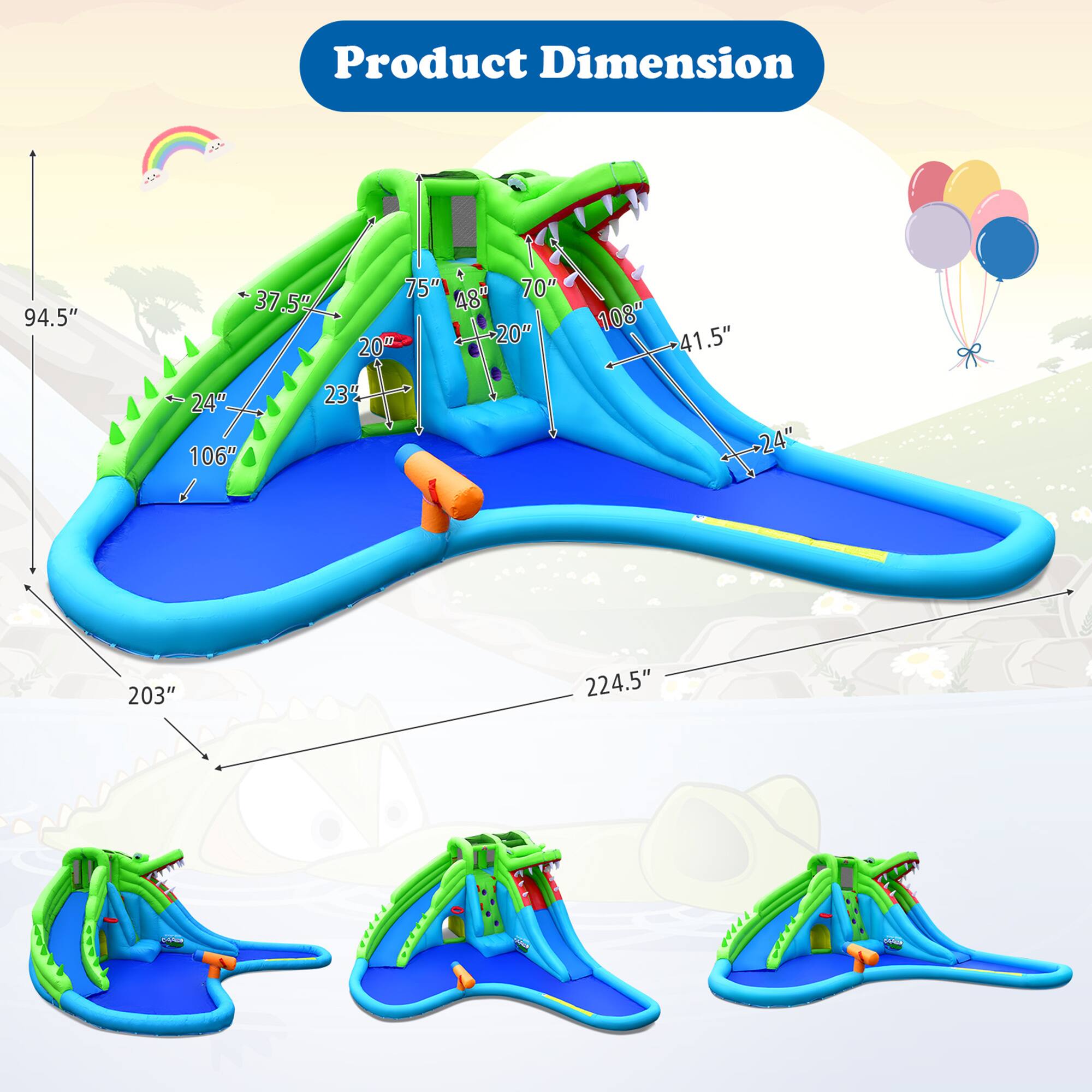 Product Dimension

- 94.5"
- 37.5"
- 75"
- 48"
- 70"
- 20"
- 20"
- 108"
- 41.5"
- 24"
- 106"
- 23"
- 24"
- 203"
- 224.5"