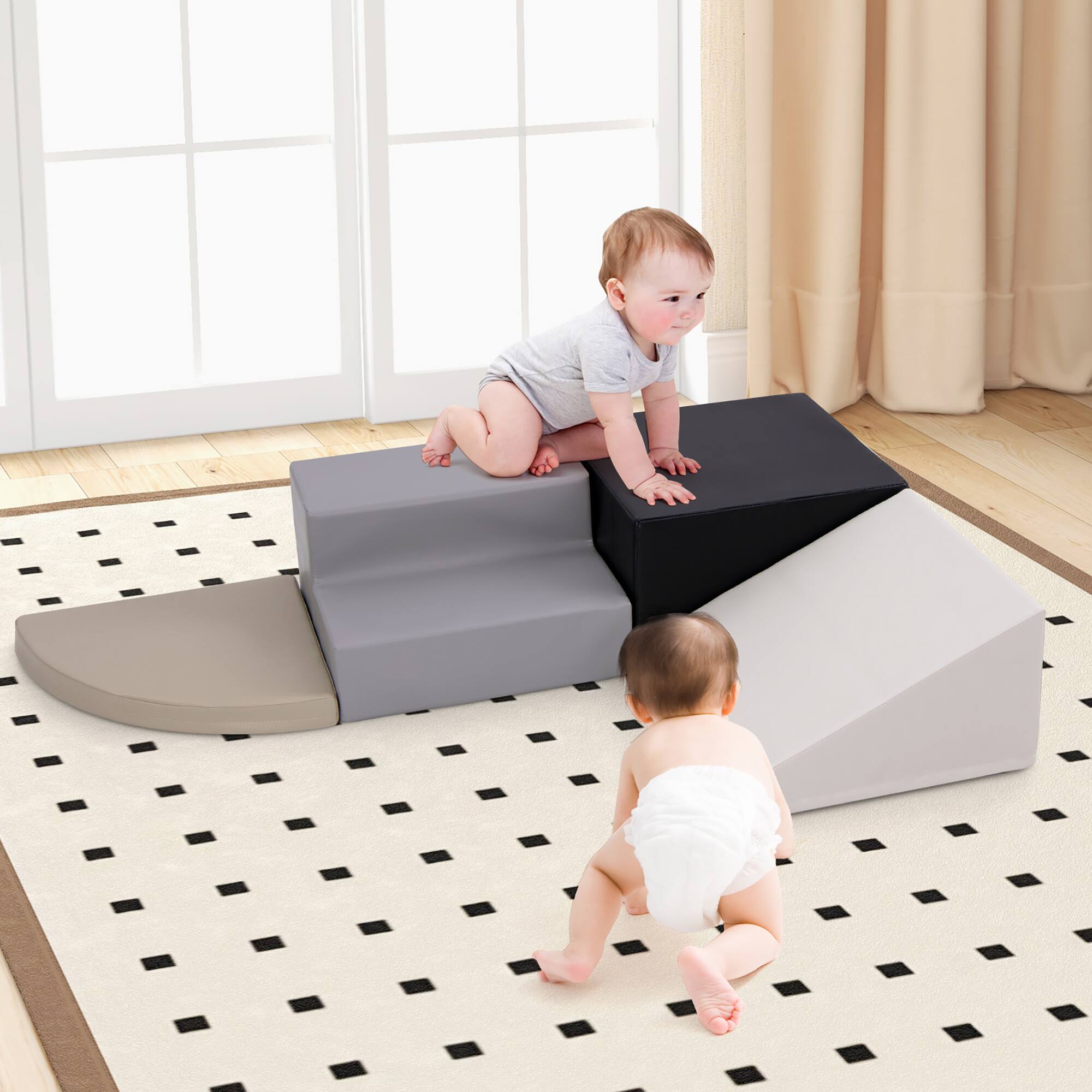 Alt View 3. Gymax - Gymax Climb & Crawl Foam Block Play Set for Children Development Indoor Active Play - Black, Gray.