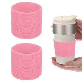 Unique Bargains - 2pcs Silicone Water Bottle Boot, Anti-Slip Protective Sleeve Bottom for Stainless Steel Bottles - Pink