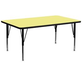 Emma + Oliver - 30x72 Rectangle Laminate Adjustable Preschool Activity Table - Yellow