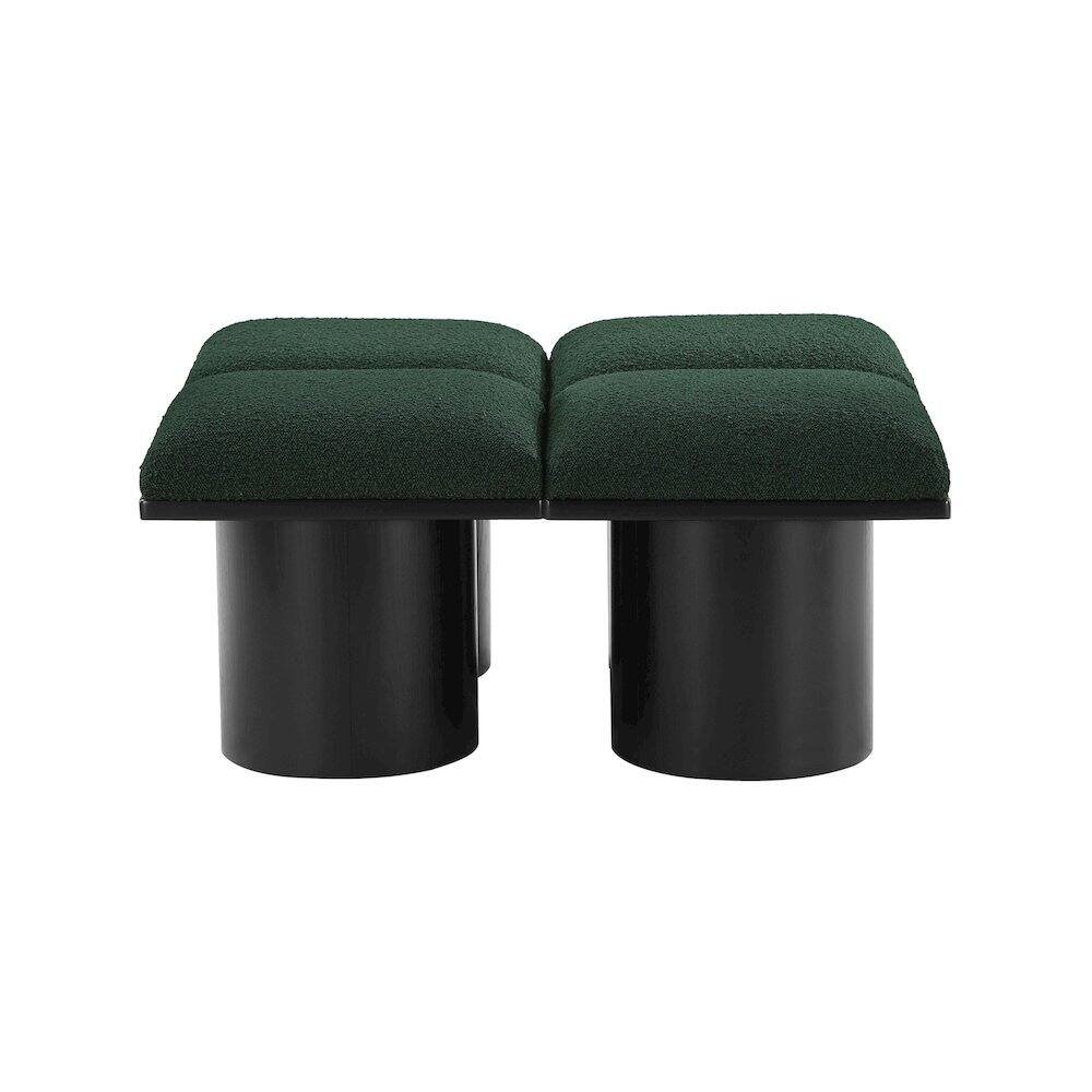 Left. Meridian Furniture - Pavilion Green Boucle Fabric Bench - Green Boucle Fabric.