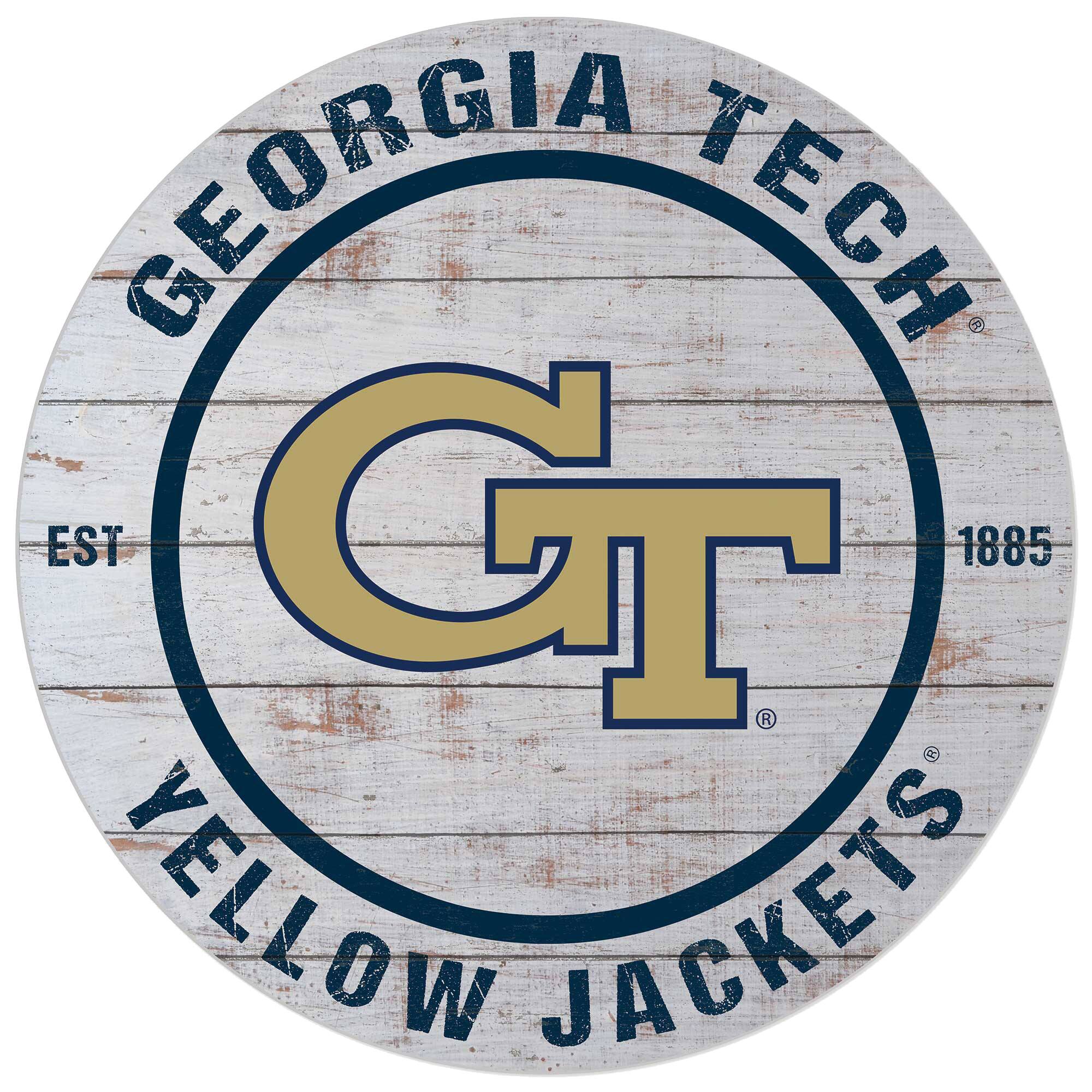 Georgia Tech Yellow Jackets 20'' x 20'' Indoor/Outdoor Weathered Circle Sign