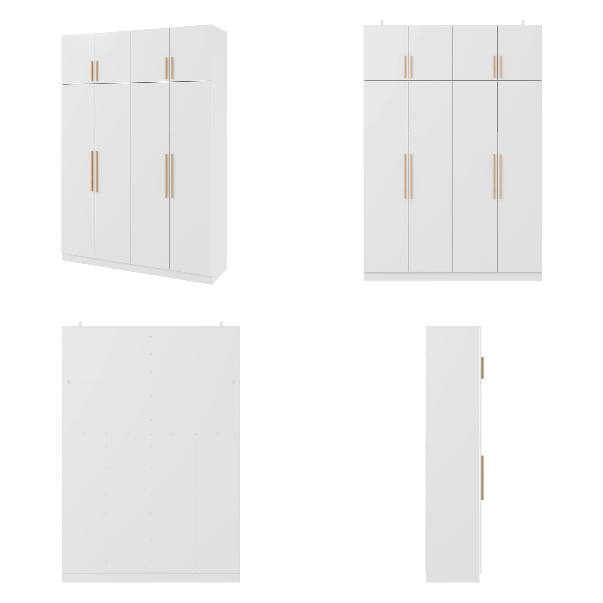 Alt View 7. Famapy - 90.6" Tall 4-Door Wardrobe Armoire with Top Cabinets,Large Capacity Bedroom Closet Organizer with Hanging Rod & Shelves. - White.