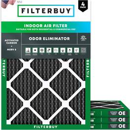 Filterbuy - 20x22x1 MERV 10 Odor & Allergy Defense, Electrostatic Pleated HVAC AC Furnace Air Filters Replacement (4-Pack) - Black