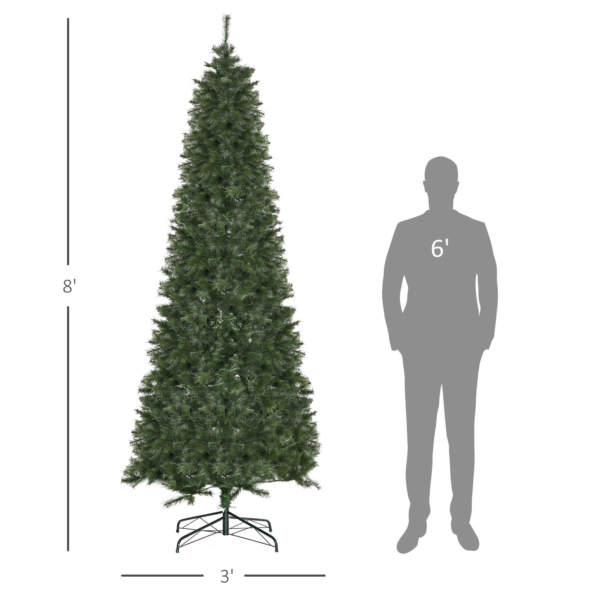 Alt View 2. Homcom - Pine Artificial Christmas Tree, Slim Pencil Xmas Tree with 952 Realistic Branches, Steel Base, Auto Open - green.