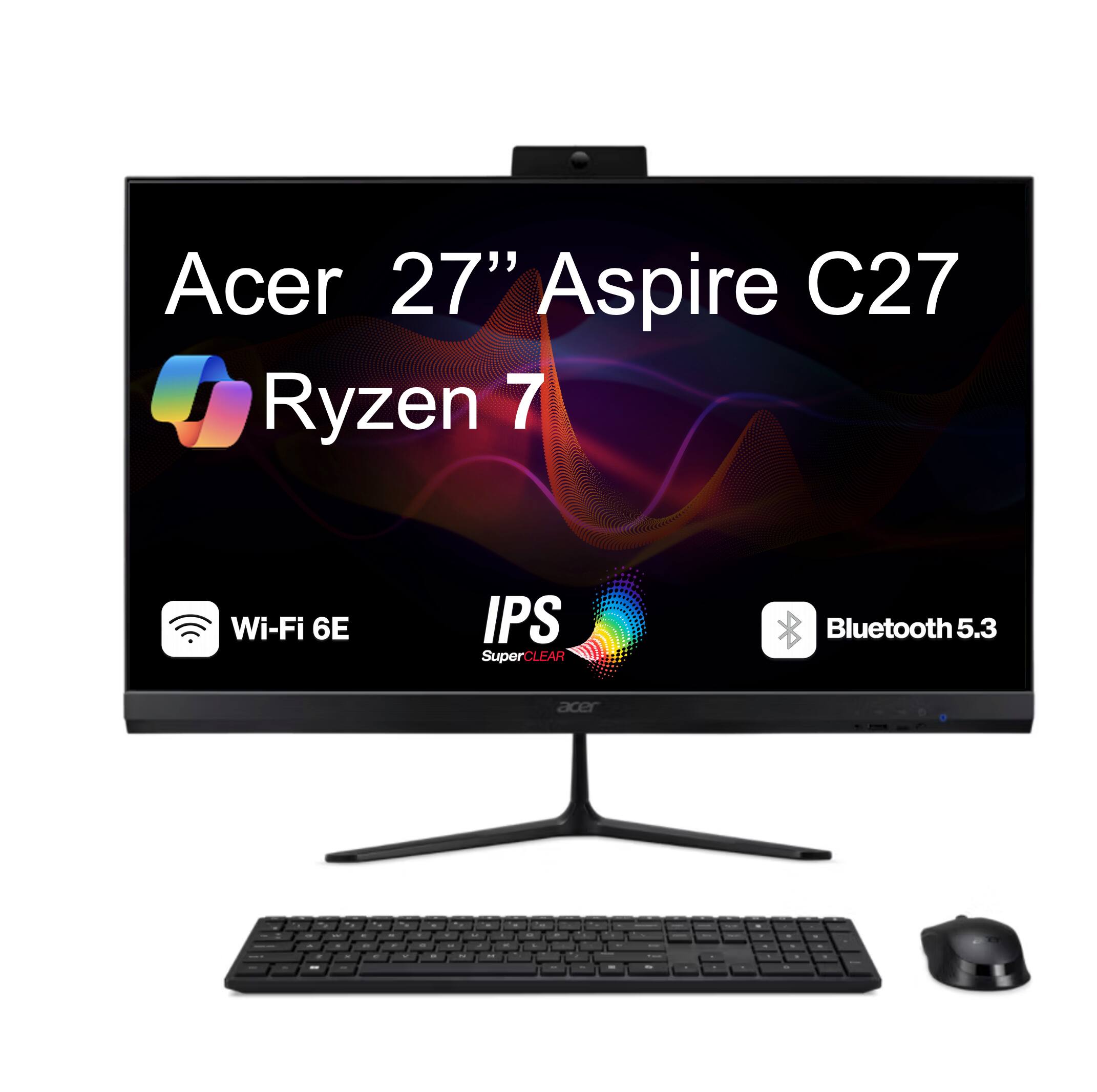 Acer 27" Aspire C27 Ryzen 7 Wi-Fi 6E IPS SuperCLEAR Bluetooth 5.3
