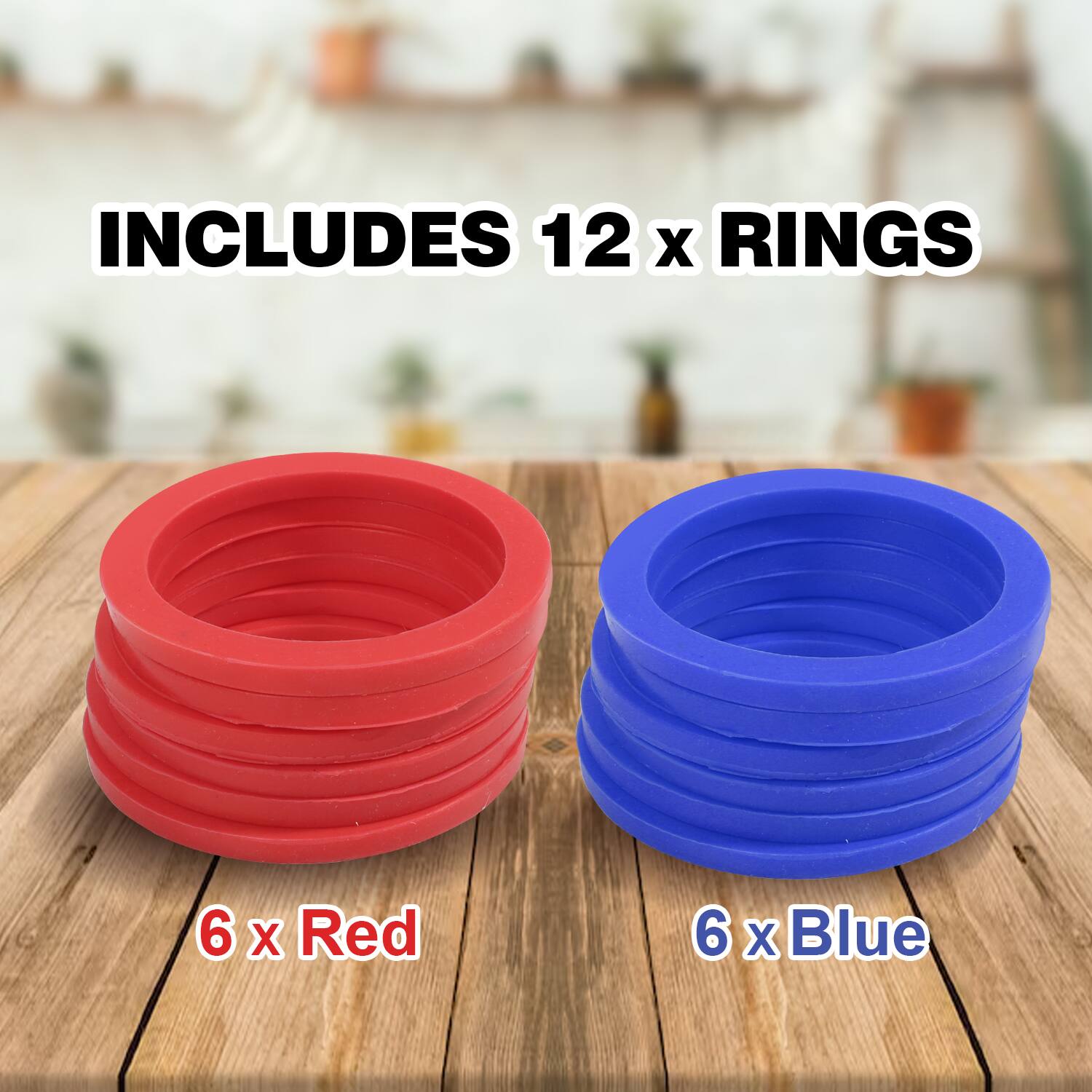 INCLUDES 12 x RINGS
6 x Red
6 x Blue