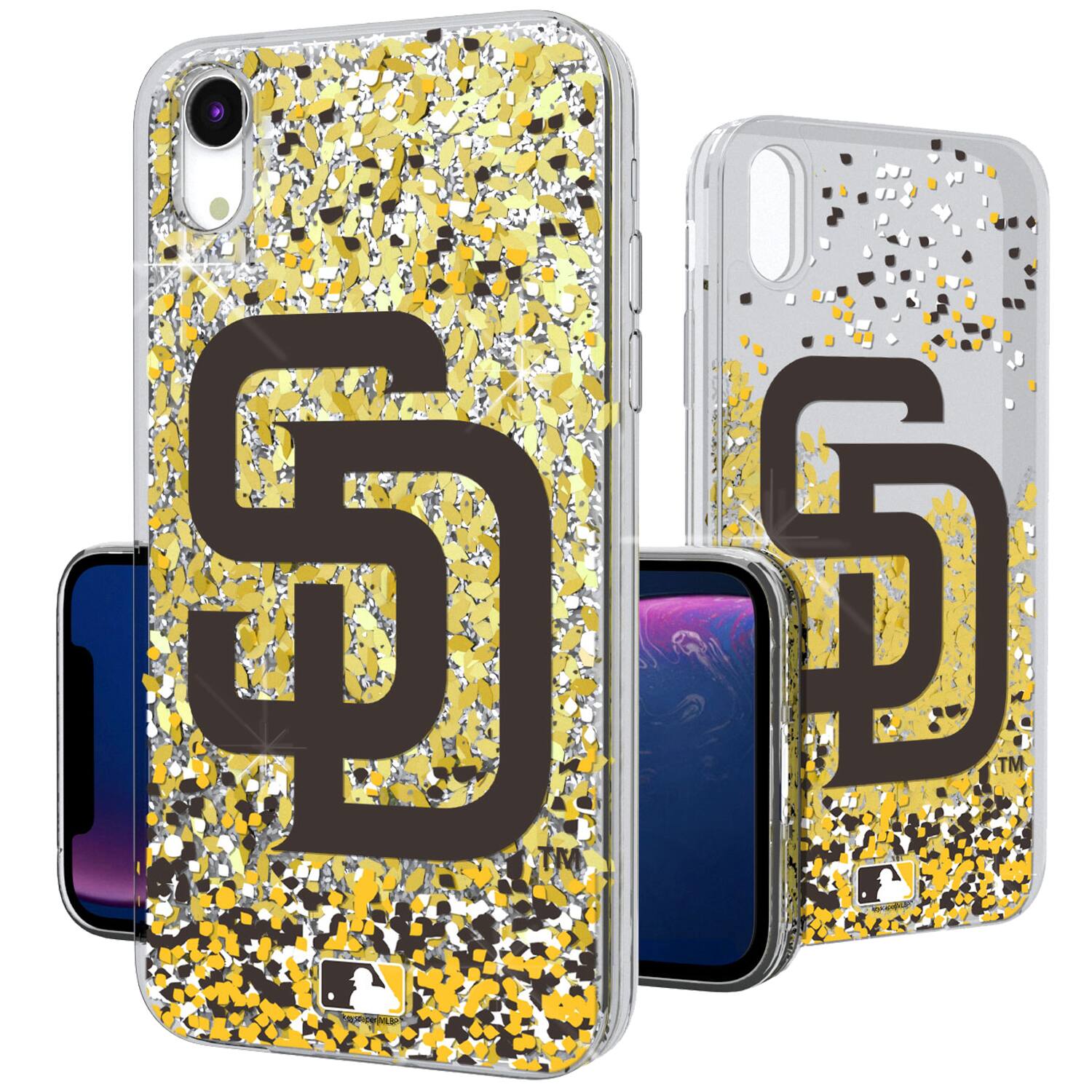 Alt View 1. Keyscaper - San Diego Padres Glitter Confetti iPhone Case - 16 Pro Max - Multicolor.