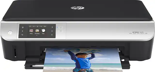 Front. HP - ENVY 5535 Wireless e-All-in-One Printer - Black/Silver.