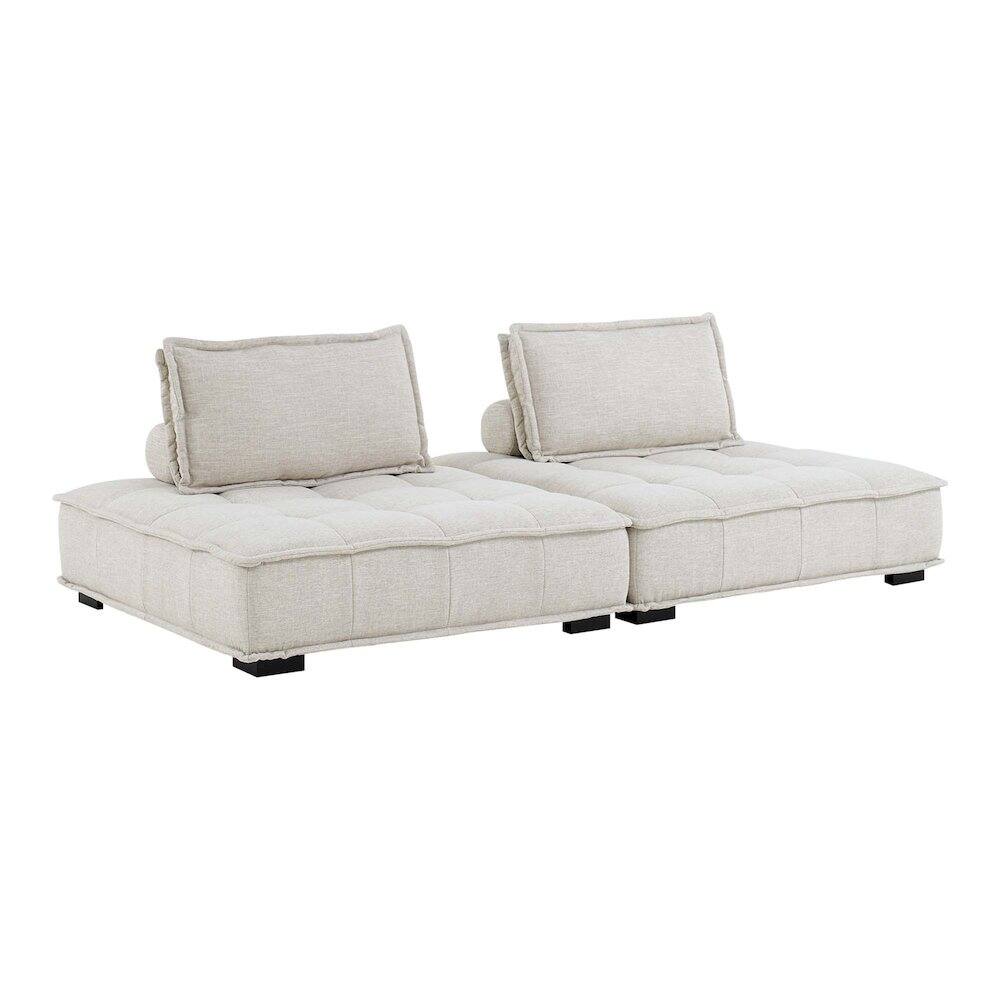 Front. Modway - Saunter 2-Piece Tufted Fabric Fabric Loveseat - Beige.