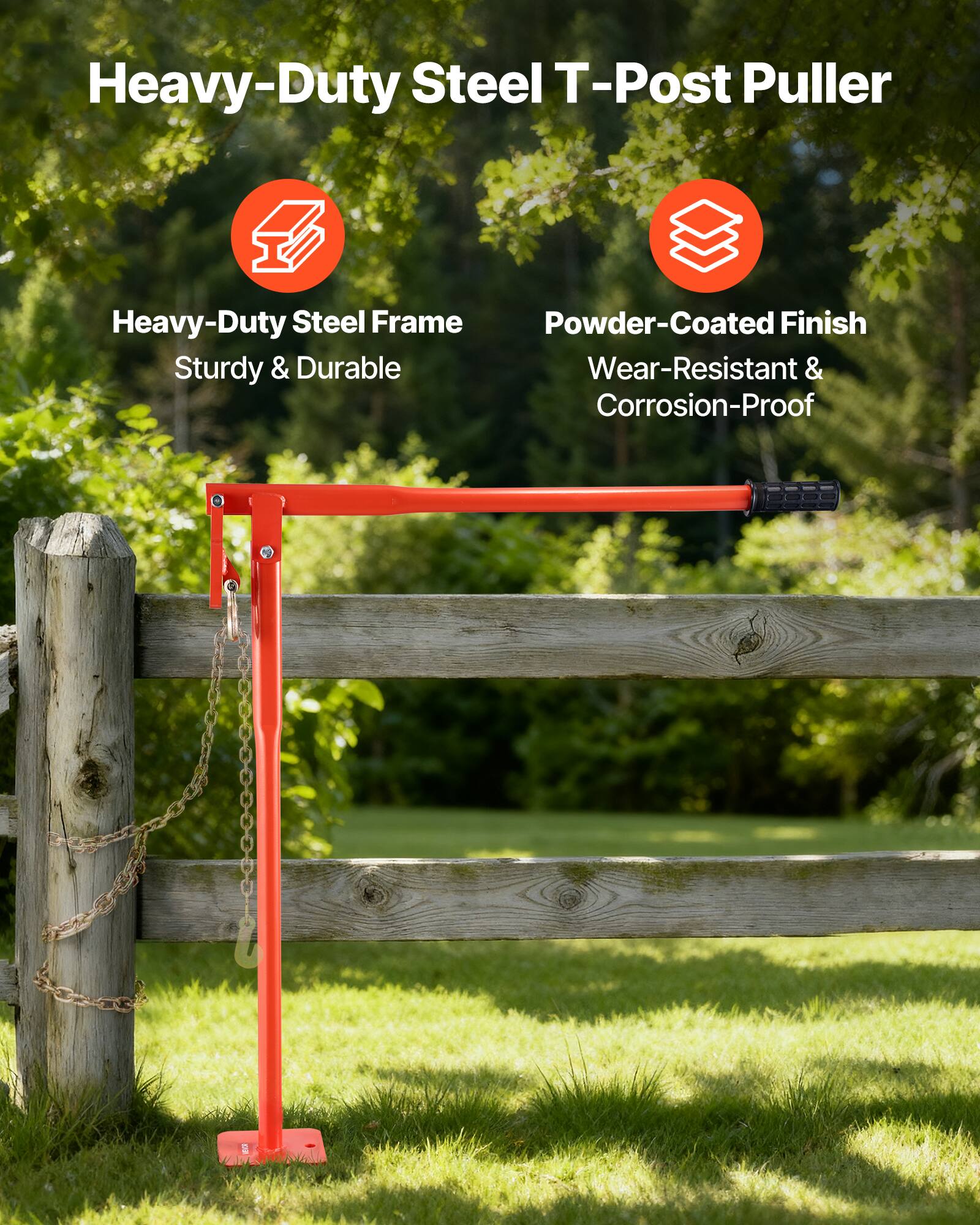 Heavy-Duty Steel T-Post Puller

Heavy-Duty Steel Frame
Sturdy & Durable

Powder-Coated Finish
Wear-Resistant & Corrosion-Proof