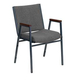 Emma + Oliver - Heavy Duty Reception/Guest Stack Chair with Arms - Gray Fabric