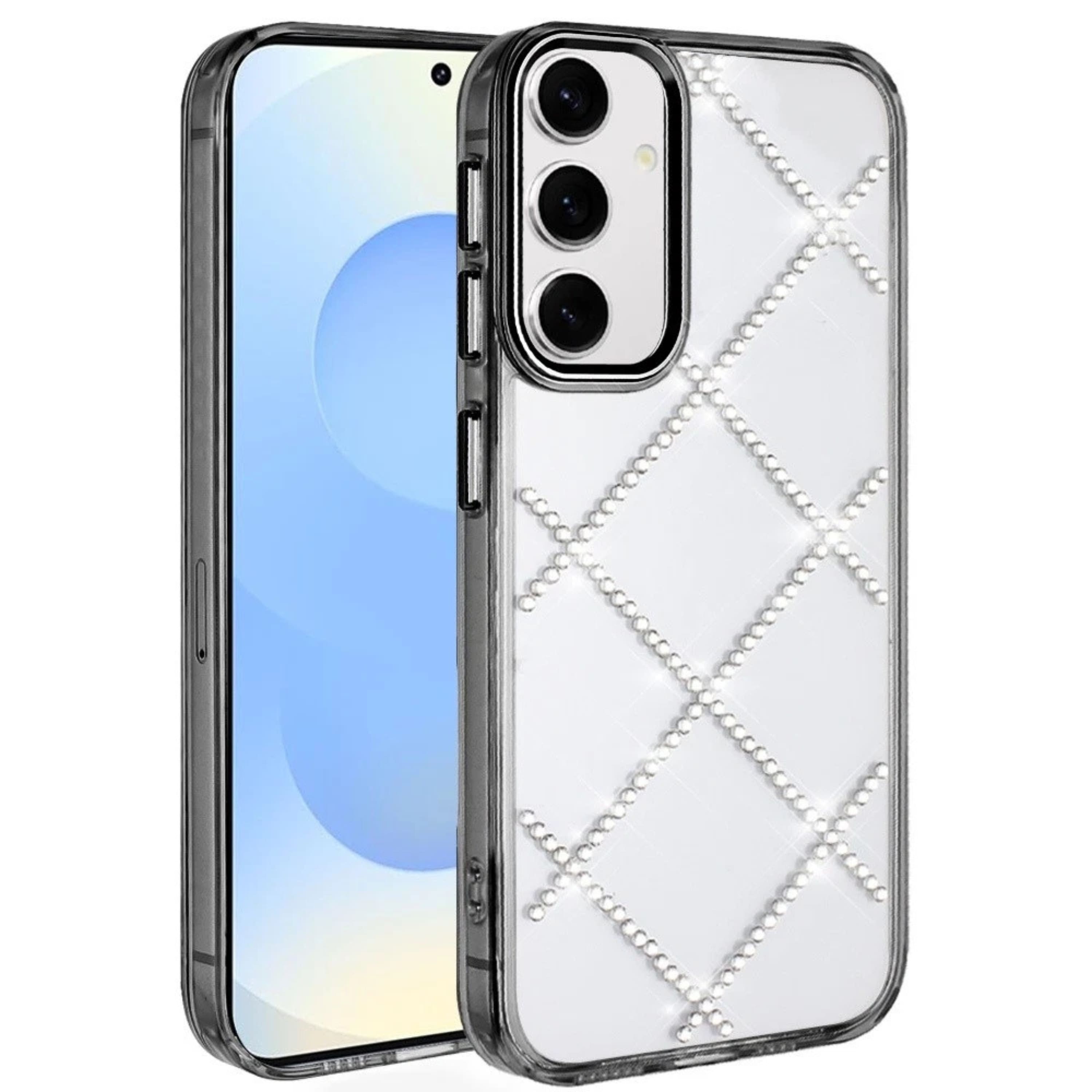 Kitcheniva - Diamond Pattern Glitter Protective Cover With Tempered Glass For Samsung S25 S24 - Black price history on PriceWatchPro