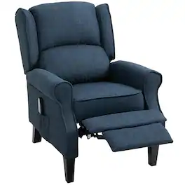 Homcom - Massage Recliner Chair for Living Room with Heat, Wingback Single Sofa - Blue