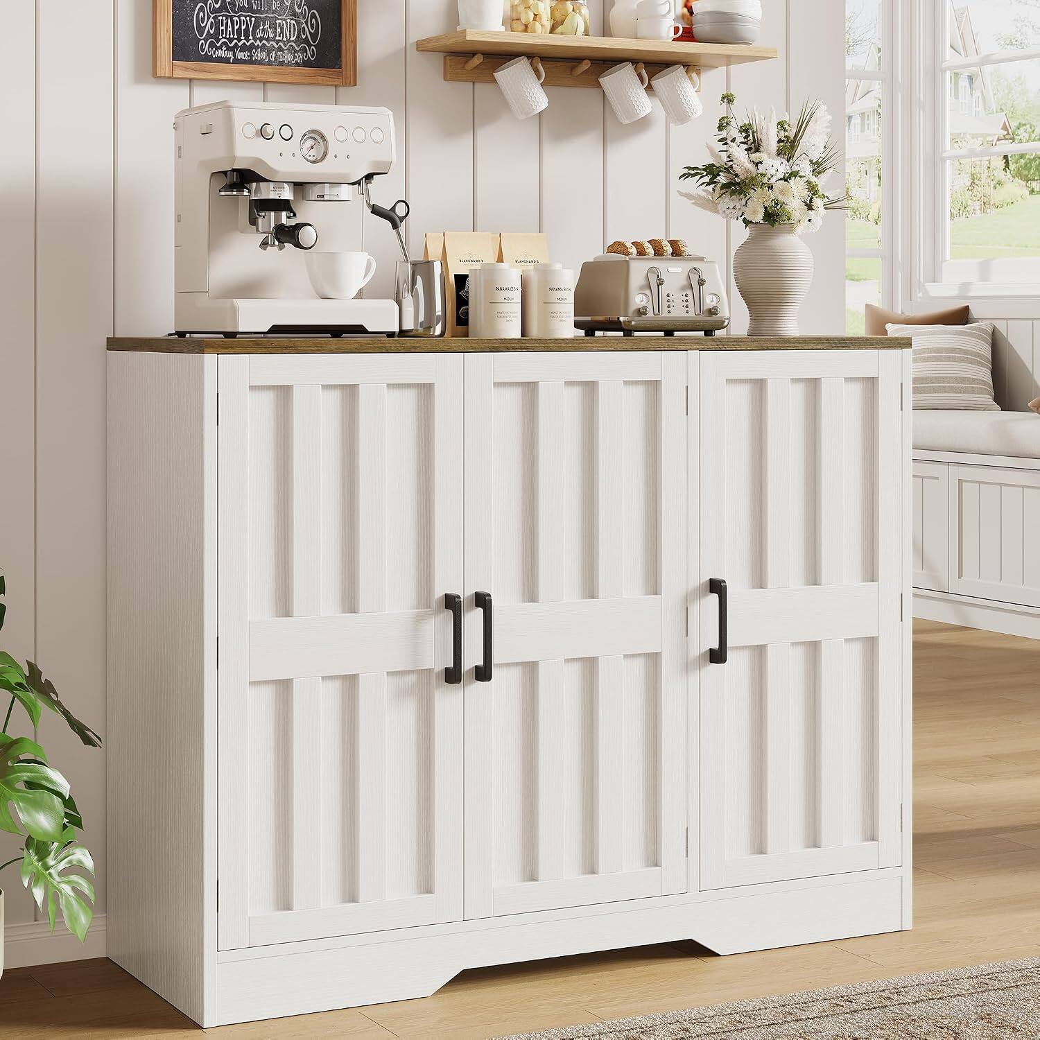 Vividwood 42" Buffet Cabinet with Storage, 3 Door Sideboard Cabinet ...