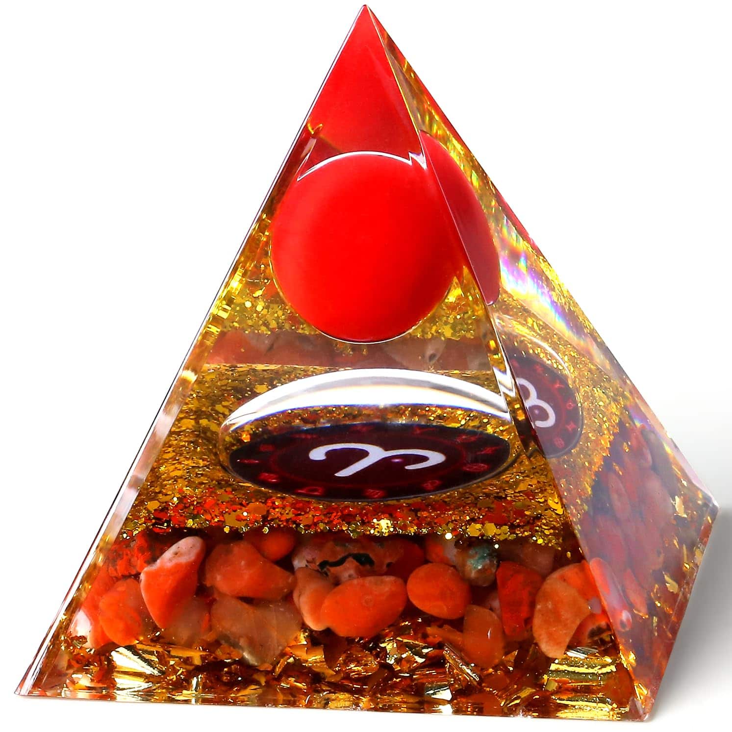 Alchemy Casas - 2.4" Green Aventurine Orgone Pyramid Positive Energy Crystal Decor Gift - Aries 5cm-Constellation