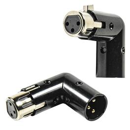 HQRP - 2-Pack Adjustable 3-Pin XLR Angle Adapter Male-Female 4-Position Right Left Up Down 90 Degree - Black