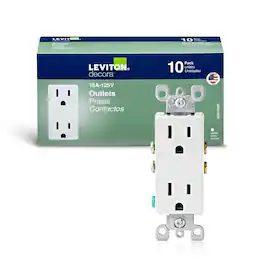 Leviton - Decora 15 amps 125 V Duplex Outlet 5-15R 10 pk - White