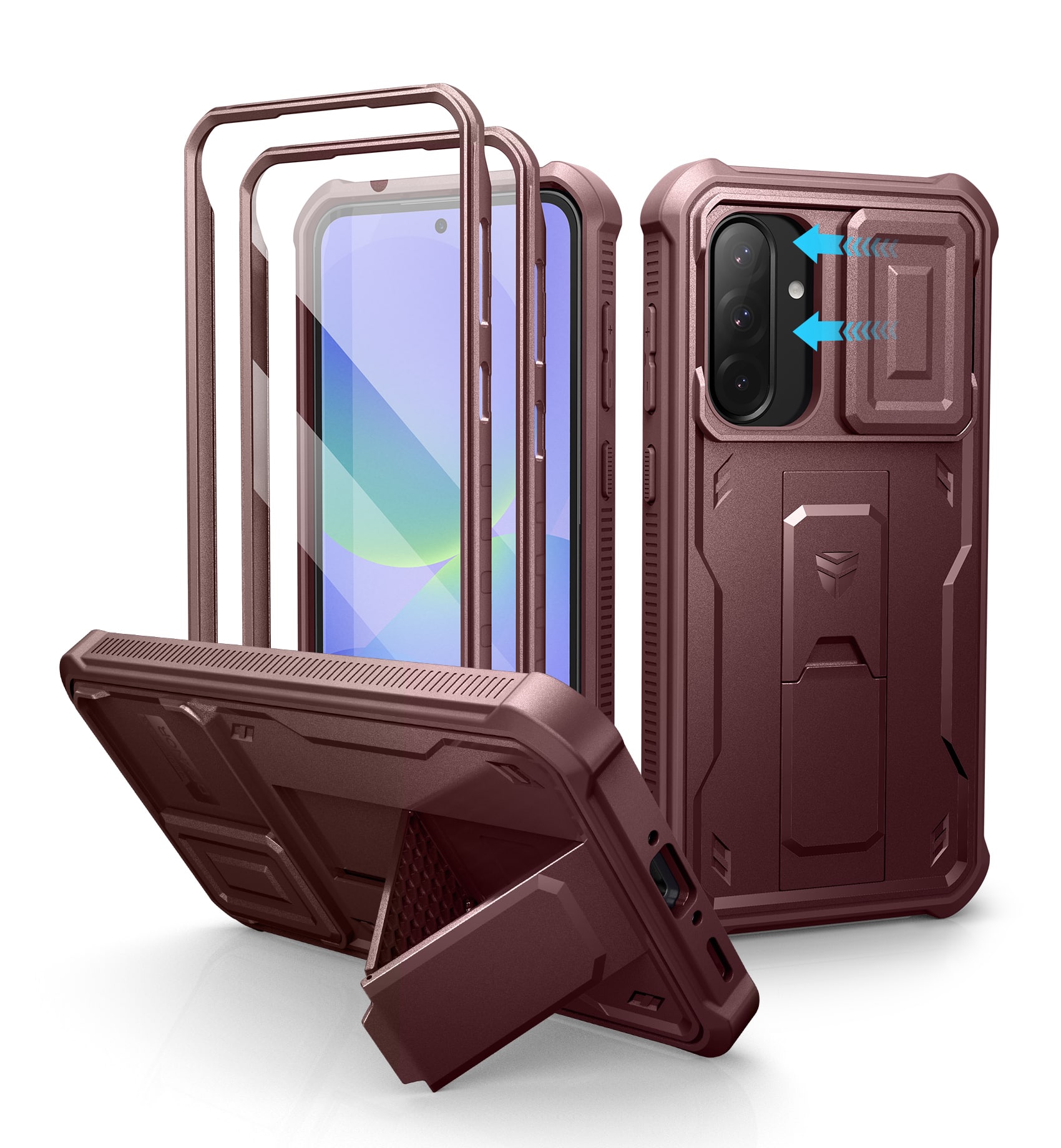 Front. dexnor - Dexnor Case for Samsung Galaxy A36, Slide Camera Cover & Kickstand with 2 Front Frame Screen Protector,Maroon Red - Maroon Red.