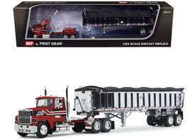 First Gear - Ford LTL 9000 Day Cab with East End Dump Trailer 1/64 Diecast Model by DCP/First Gear - Red and Black