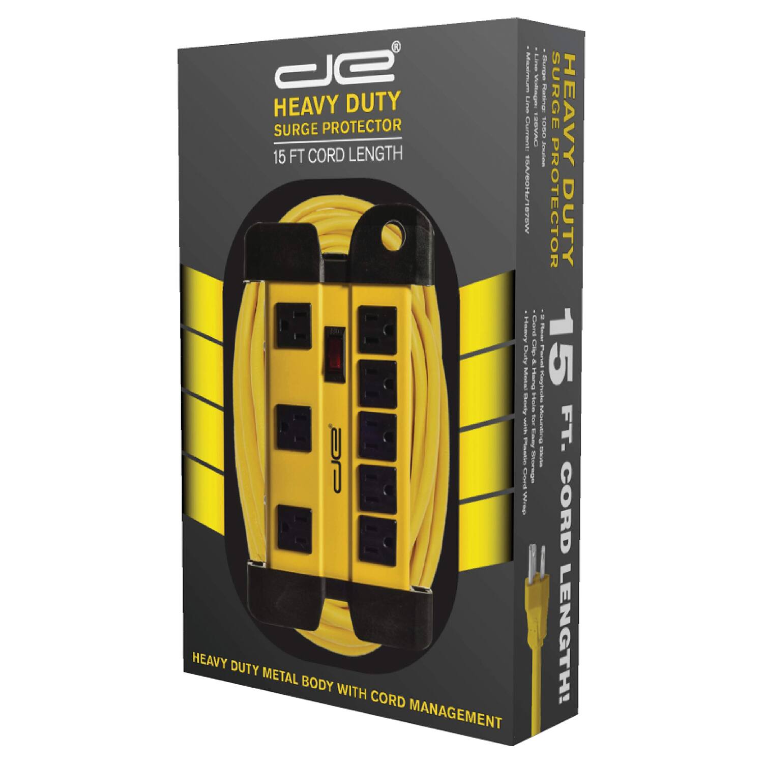 - J&M Heavy Duty Surge Protector
- 15 FT Cord Length
- Heavy Duty Metal Body with Cord Management
- 10A/80H/1878W
- 15 FT Cord Length
- Heavy Duty Surge Protector
- 15 FT Cord Length
- Heavy Duty Metal Body with Cord Management