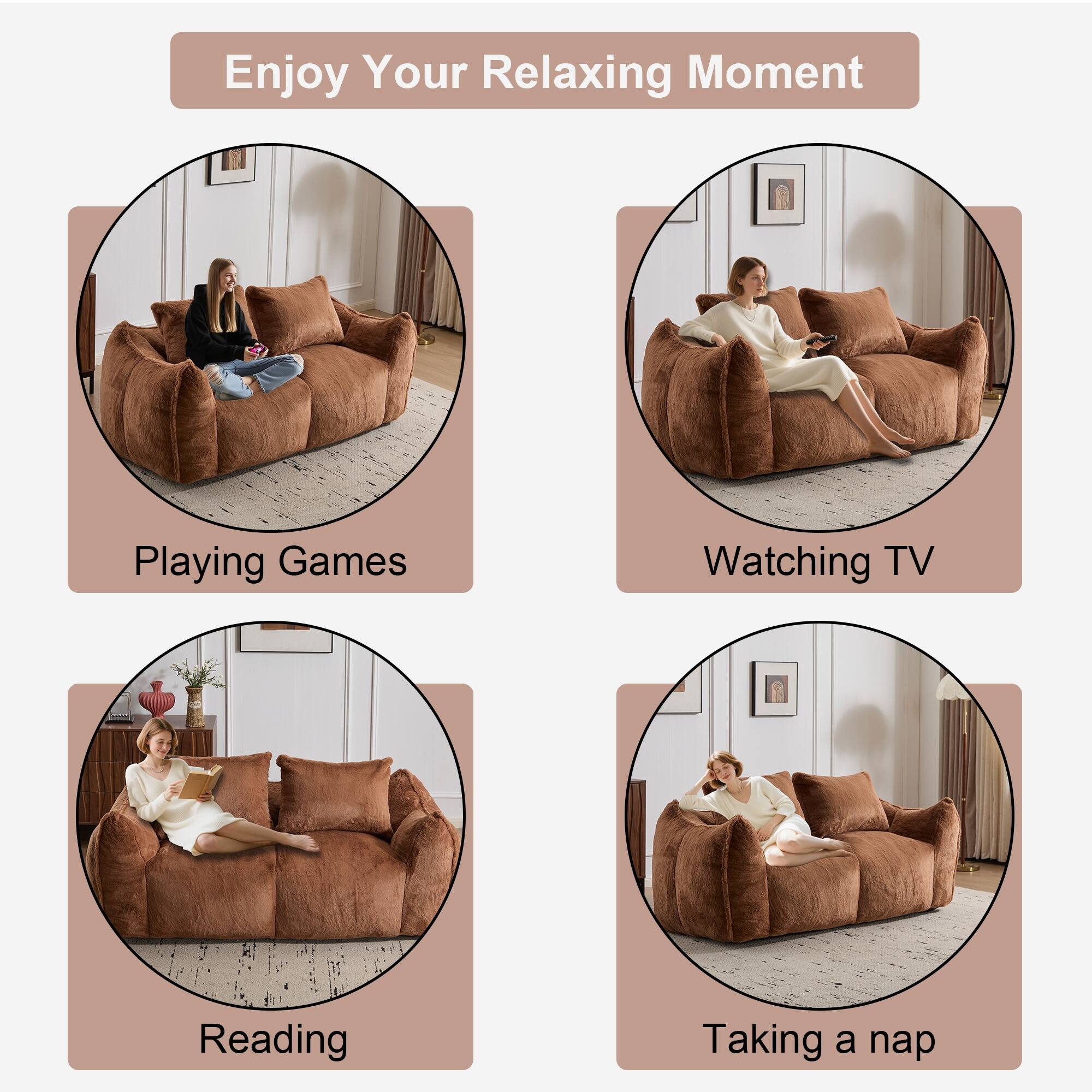 Enjoy Your Relaxing Moment

Playing Games

Watching TV

Reading

Taking a nap