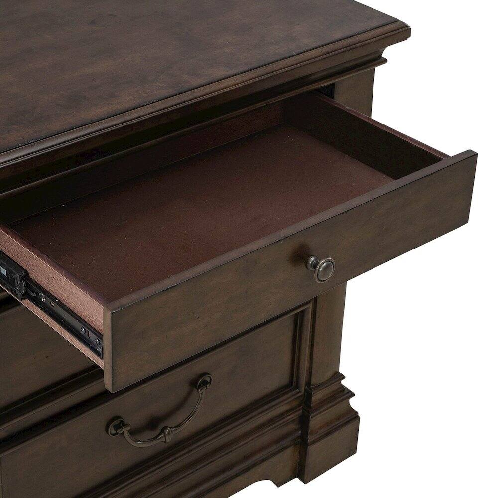 Alt View 6. Liberty Furniture Industries - Arden Road Bedroom Nightstand w/ Charging Station AC USB-A USB-C - Satin Cherry - Satin Cherry.