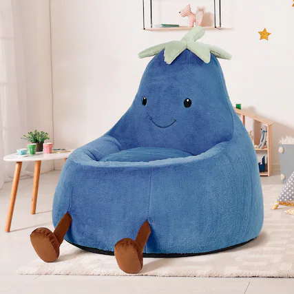 Front. Anysun - 31"Children's bean bag chairs, filled toddler sofas and teenagers and children covered with artificial rabbit fur - Dark Blue.