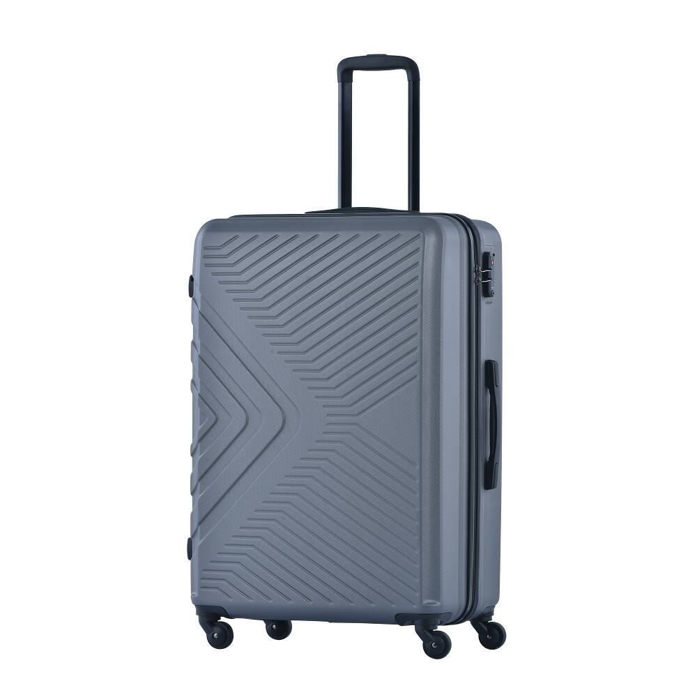 Back. Ropilly - Ropilly 3 Piece Luggage Set ABS Hard Shell Suitcase Set with Spinner Wheels Gray - Gray.