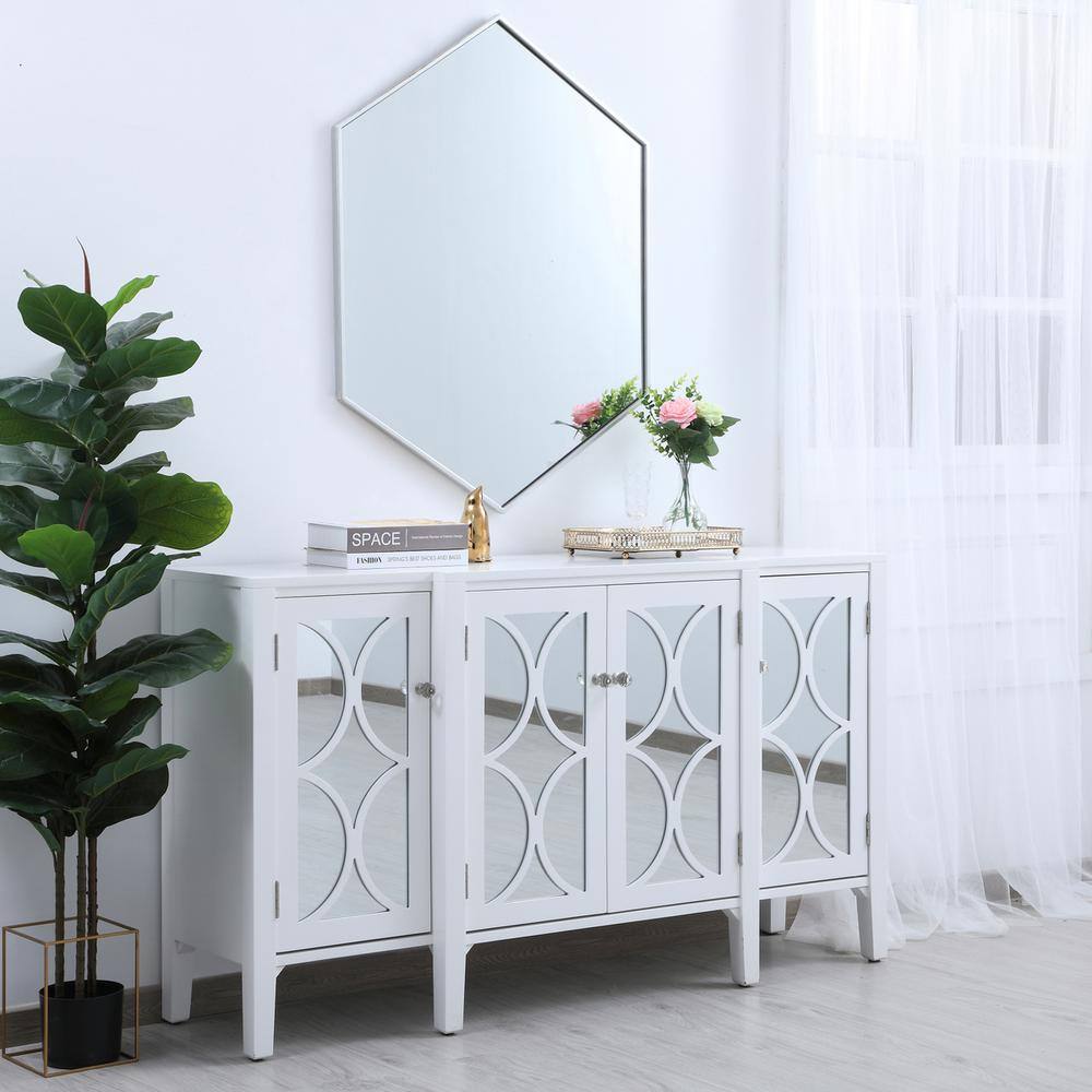Alt View 9. Elegant Decor - Metal frame hexagon mirror 30 inch in silver - Silver.