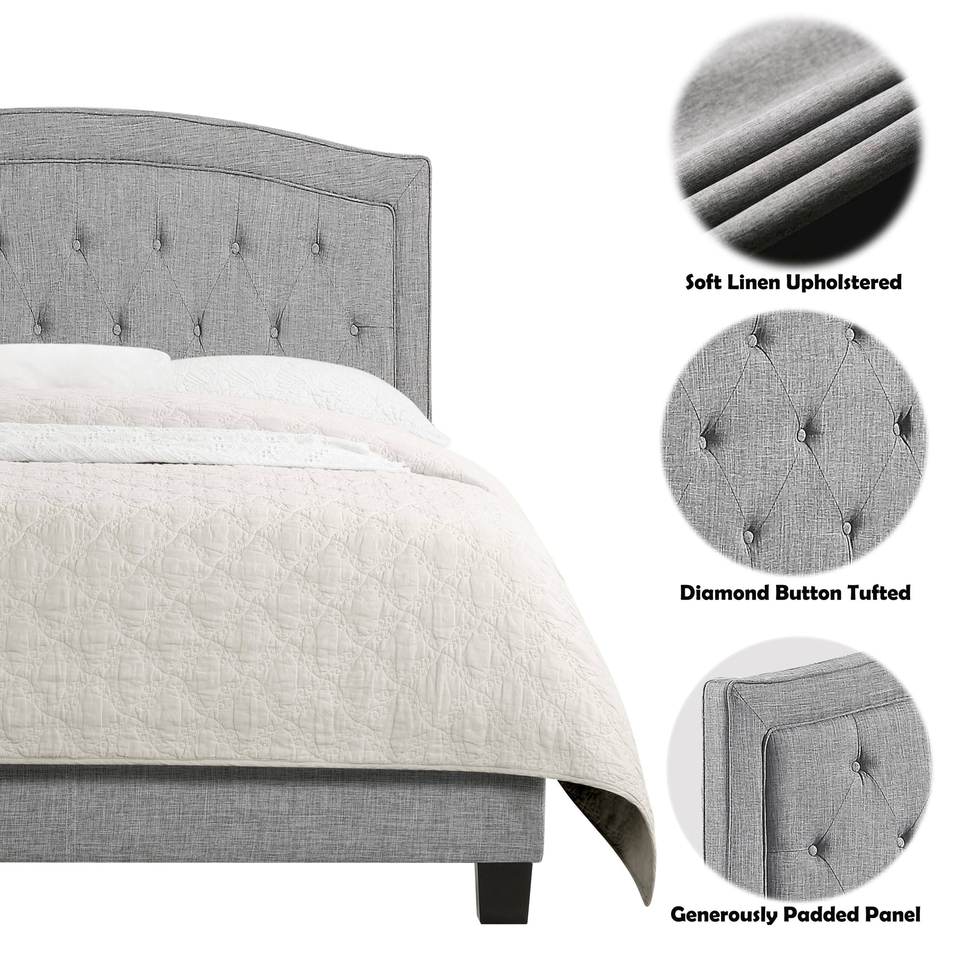 Soft Linen Upholstered  
Diamond Button Tufted  
Generously Padded Panel