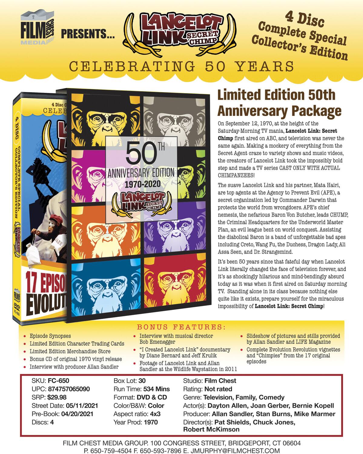 Alt View 1. Lancelot Link: Secret Chimp (50th Anniversary Edition)   - DVD.