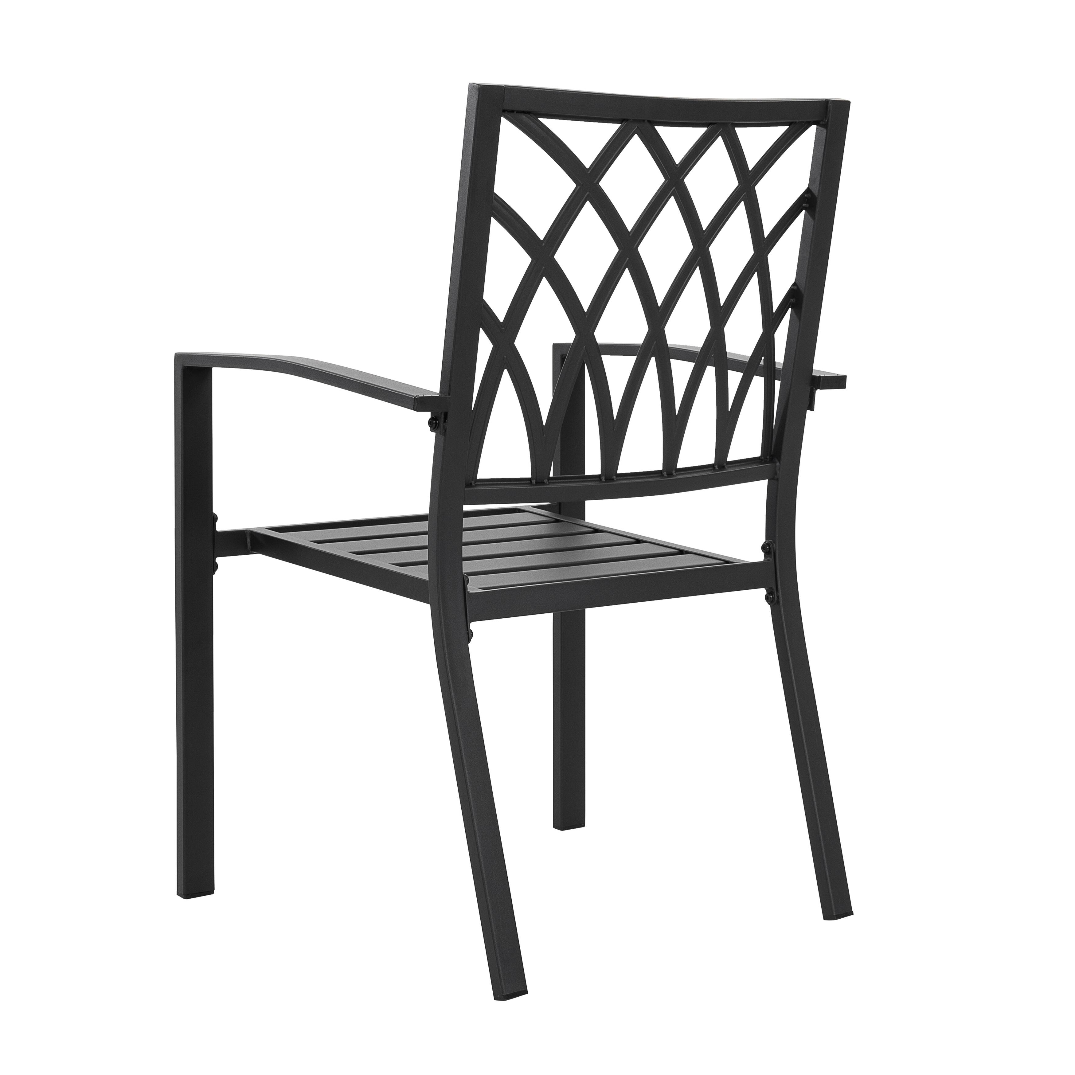 Alt View 8. Nuu Garden - Outdoor 4-Piece Patio Chair Set, Powder-coated Iron, Lattice Pattern - black.