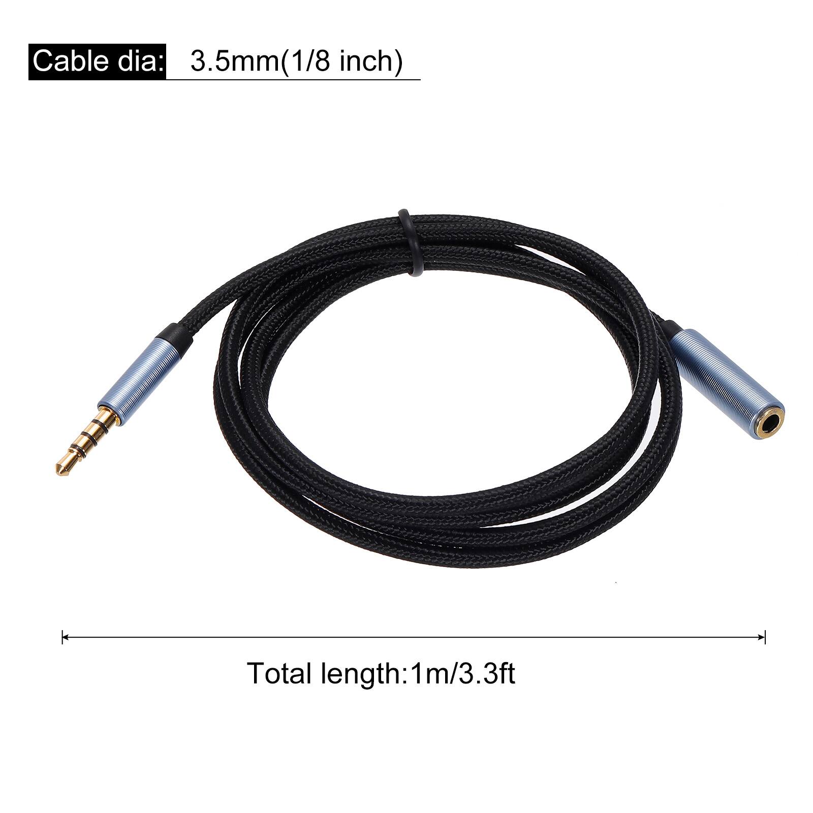 Cable dia: 3.5mm (1/8 inch)  
Total length: 1m/3.3ft