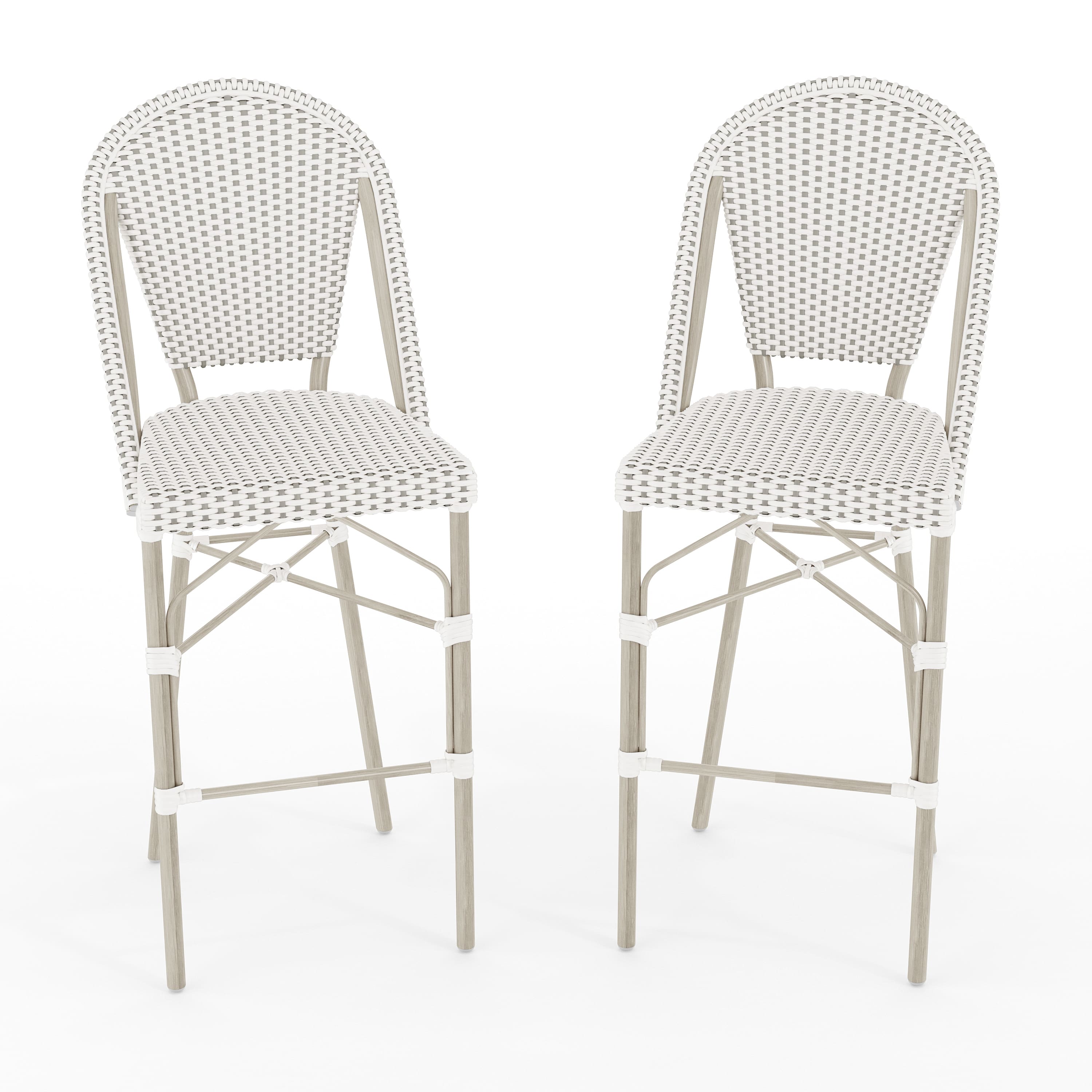 Martha Stewart - Lily Pond 2PK All-Weather Stackable Patio Bistro Bar Stools - Gray & White/Gray Frame price history on PriceWatchPro