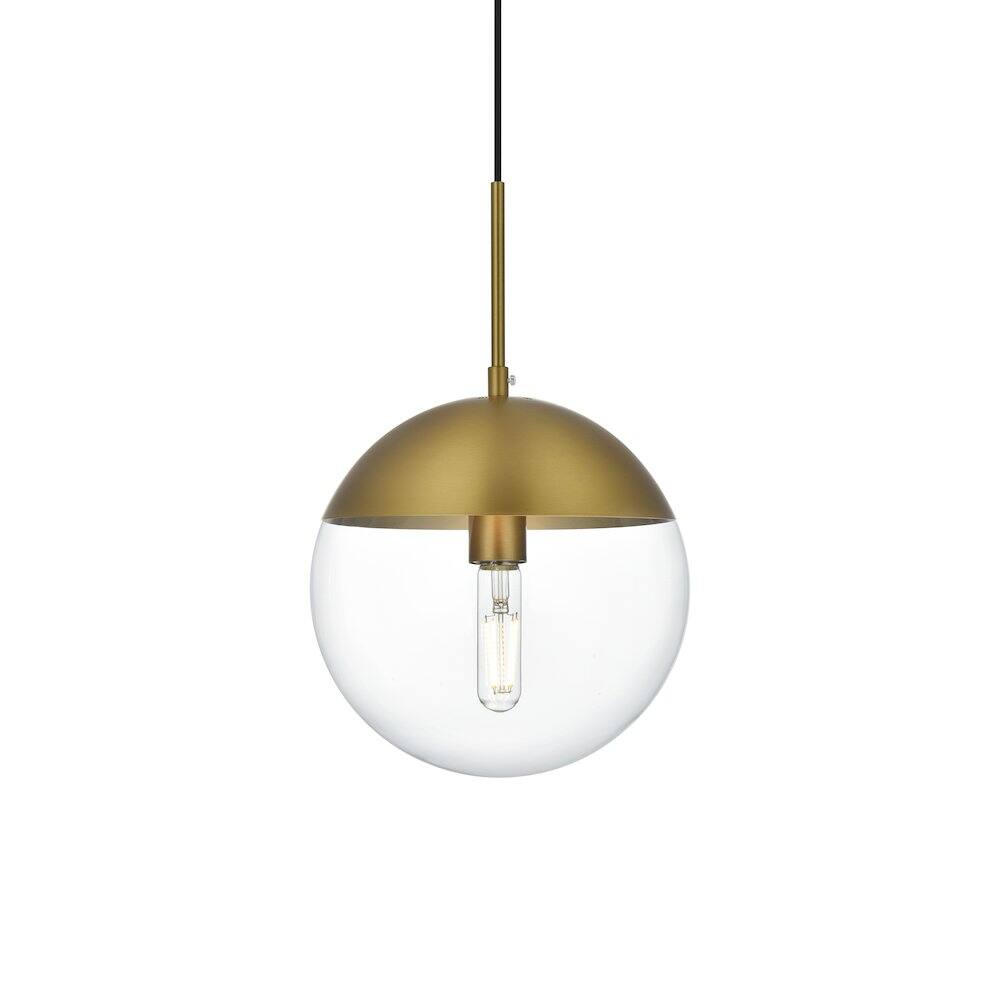 Back. Living District - Eclipse 10 Inch Pendant Clear Shade in Chrome - Satin Gold And Clear.